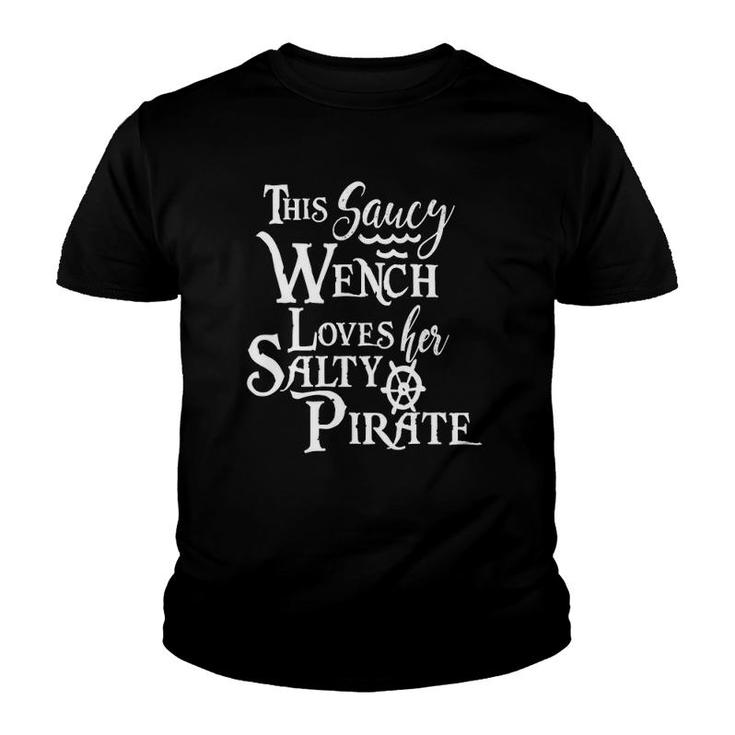 This Saucy Wench Loves Her Salty Pirate  Funny Wife Youth T-shirt