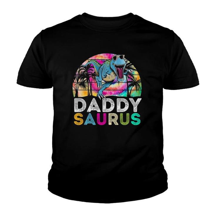Tie Dye Daddysaurus Dinosaur Daddy Saurus Family Matching Youth T-shirt