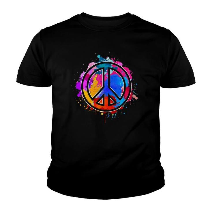 Tie Dye Flowered Peace Sign Graphic Hippie 60S 70S Retro Youth T-shirt
