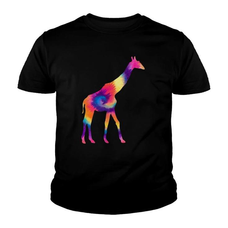Tie Dye Giraffe Silhouette Art Safari Animal Youth T-shirt