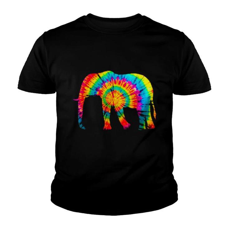Tiedye Pattern And Tye Dye Colors And Animal Elephant  Youth T-shirt