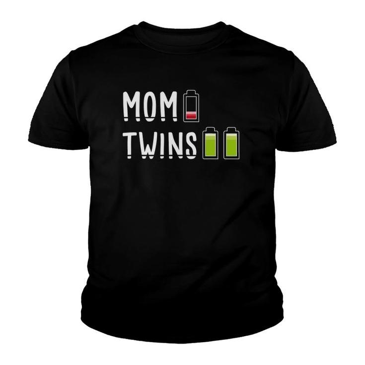 Tired Mom Of Twins I Low Battery Charge I Tired Twins Mom Youth T-shirt