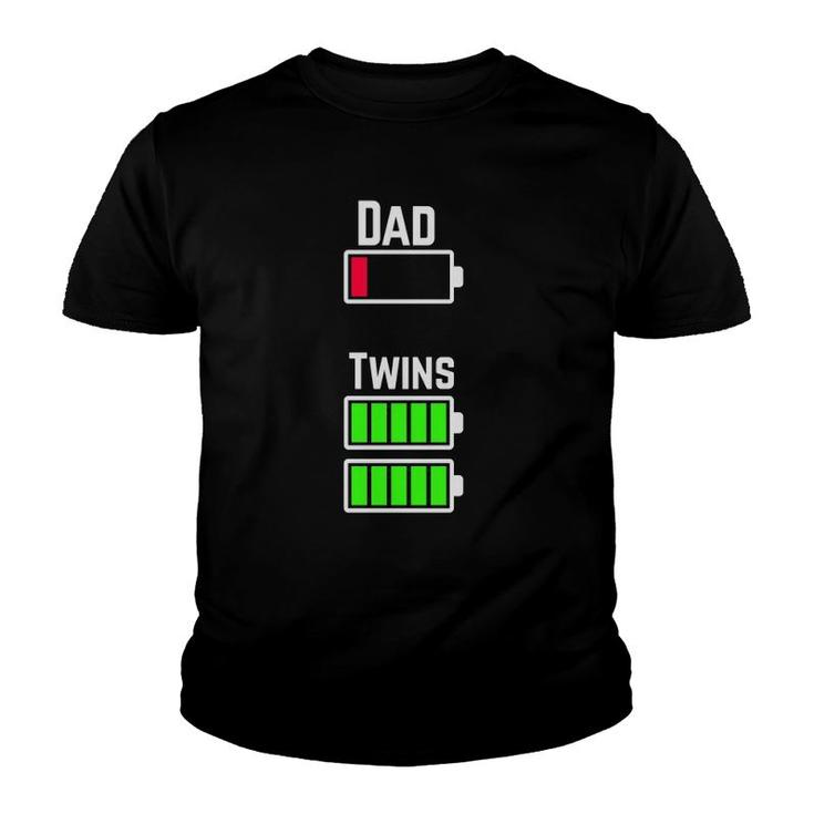 Tired Twin Dad Low Battery Charge Meme Image Funny Youth T-shirt