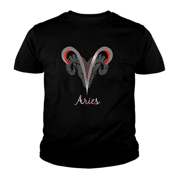 Tooloud Aries Symbol Dark Youth T-shirt