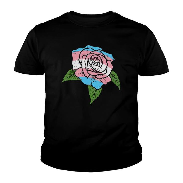 Transgender Rose Pocket Flower Trans Pride Flag Lgbt Youth T-shirt