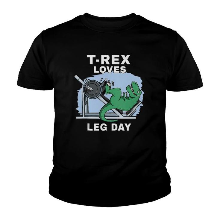 Trex Loves Leg Day Trex Arms Dinosaur Fitness Trex Tank Top Youth T-shirt