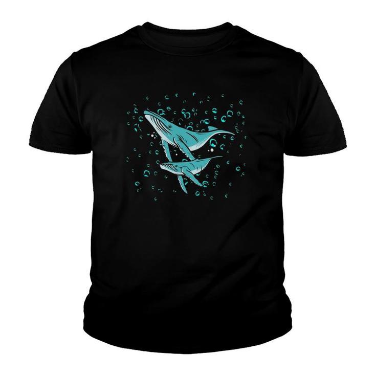 Two Humpback Whales In The Ocean Beautiful Marine Animal And Youth T-shirt