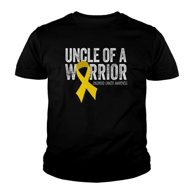 Uncle Of A Warrior Childhood Cancer  Dad Ribbon Youth T-shirt