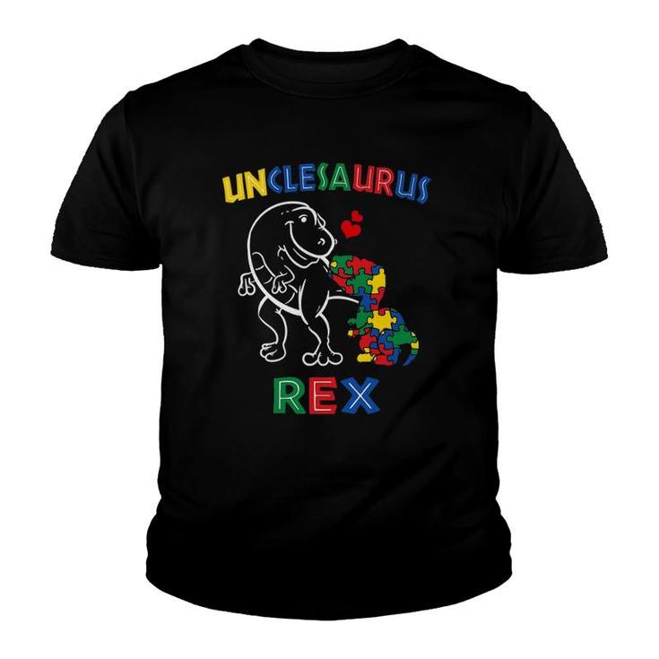 Unclesaurus Autism Awareness Uncle Dinosaur Dino Tito Youth T-shirt
