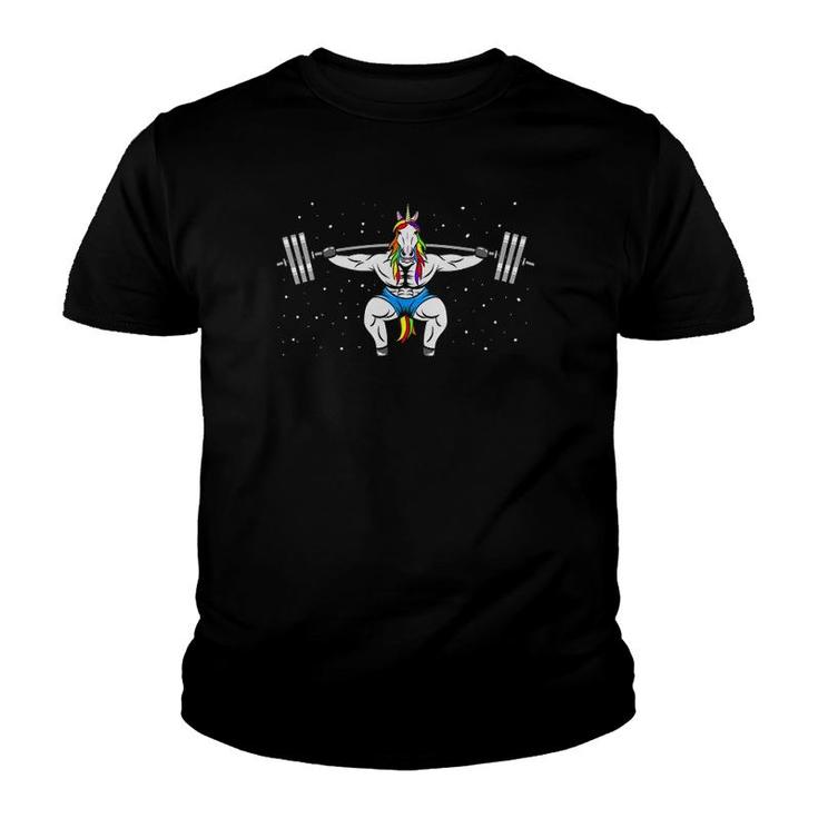 Unicorn Weightlifting Fitness Deadlift Gym Youth T-shirt