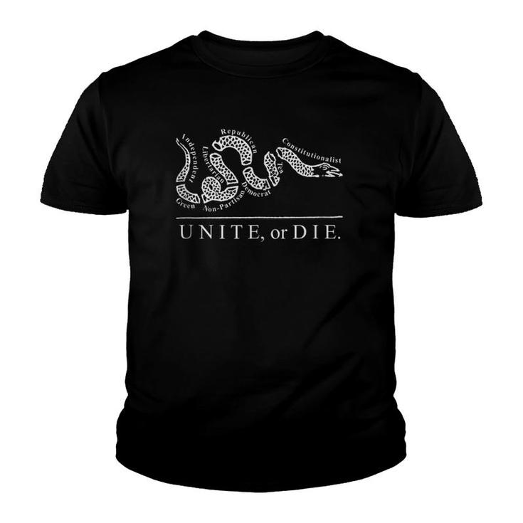 Unite Or Die Political Parties Join Or Die Inspired Quote Youth T-shirt