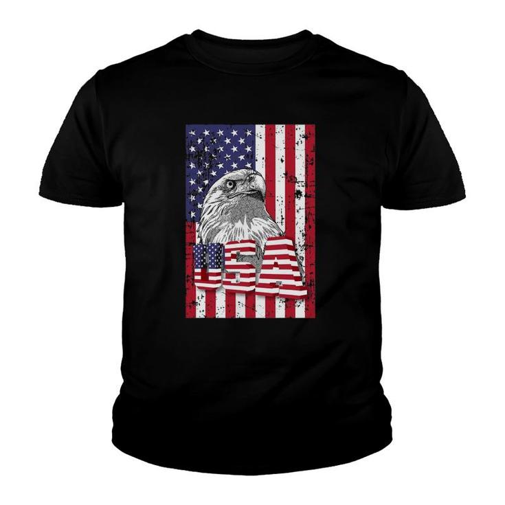 Us American Flag Bald Patriotic Eagle 4Th July American Flag Youth T-shirt