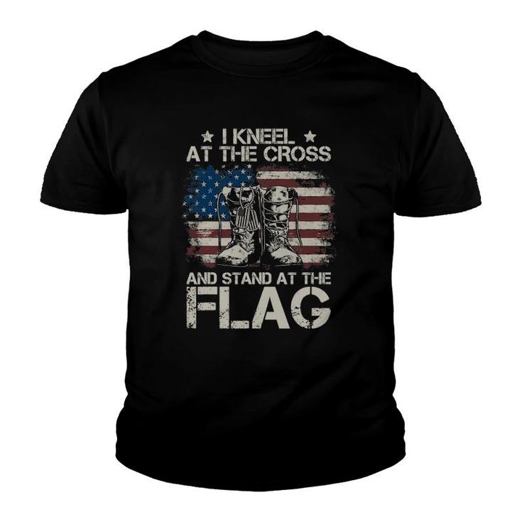 Usa Combat Boots I Kneel At The Cross And Stand At The Flag Youth T-shirt