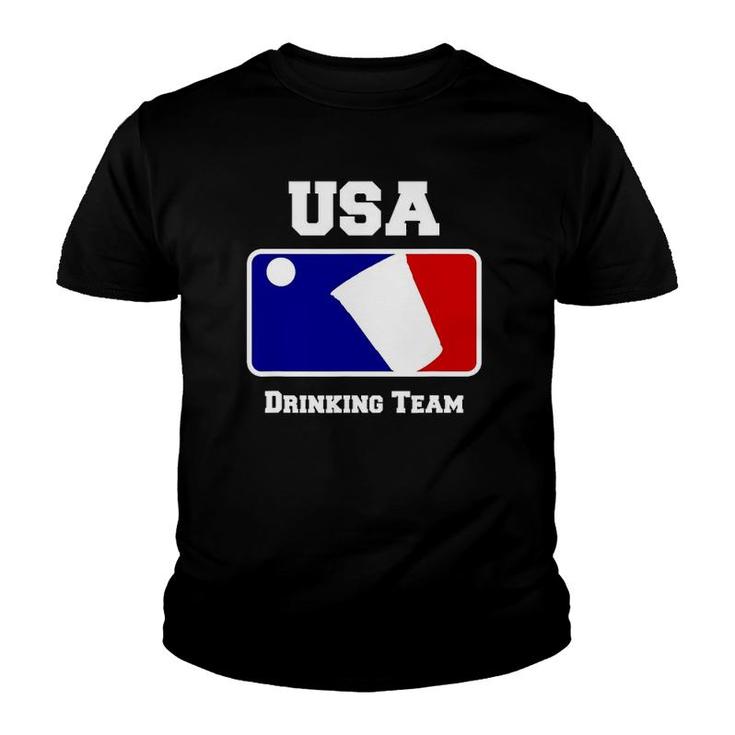 Usa Drinking Team Funny Party Beer Pong Game Youth T-shirt