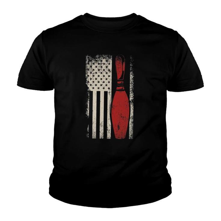 Usa Flag Patriotic American Bowler Gift Bowling Pins Bowling Youth T-shirt