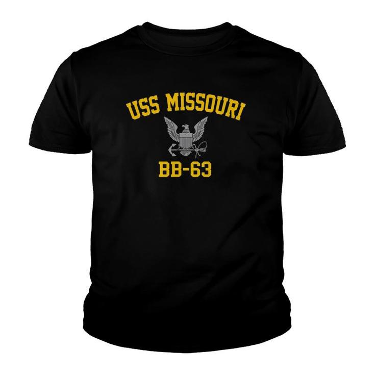 Uss Missouri Bb-63 Battleship Youth T-shirt