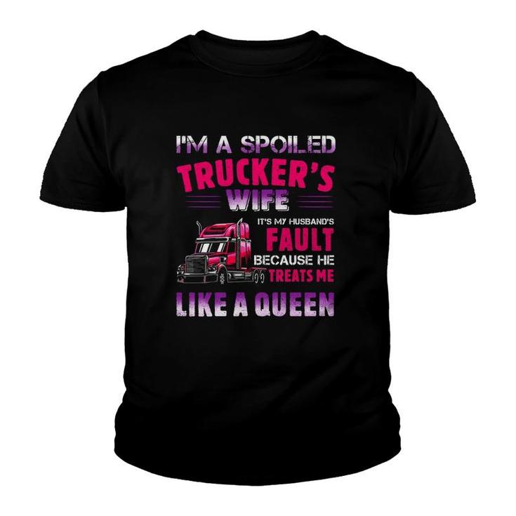 Valentine Trucker I'm A Spoiled Trucker's Wife Youth T-shirt