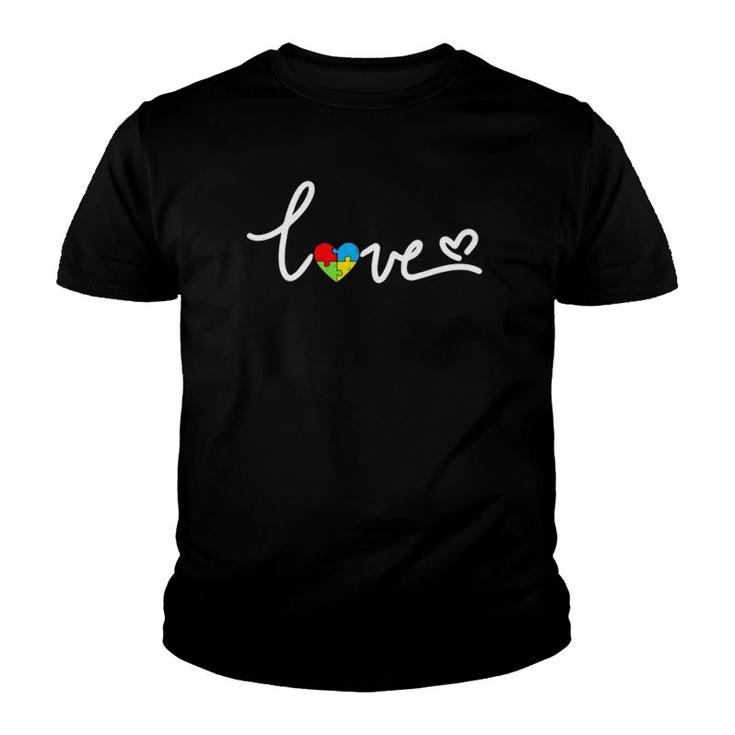 Valentine's Day Love Heart Autism Awareness Puzzle Piece Youth T-shirt