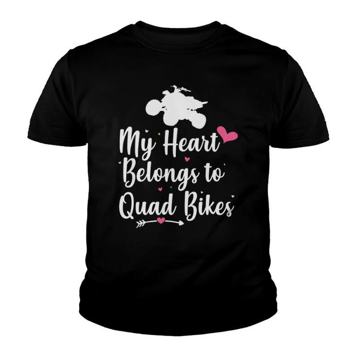 Valentine's Day Quad Bike Four Wheeler Atv Biker Sports Gift Youth T-shirt