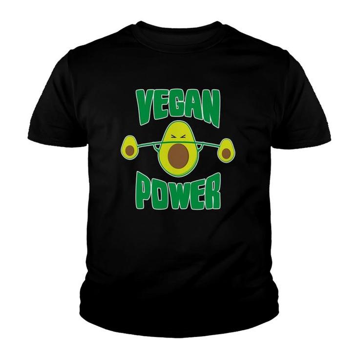 Vegan Power Avocado Funny S Workout Vegetarian Avocados Youth T-shirt
