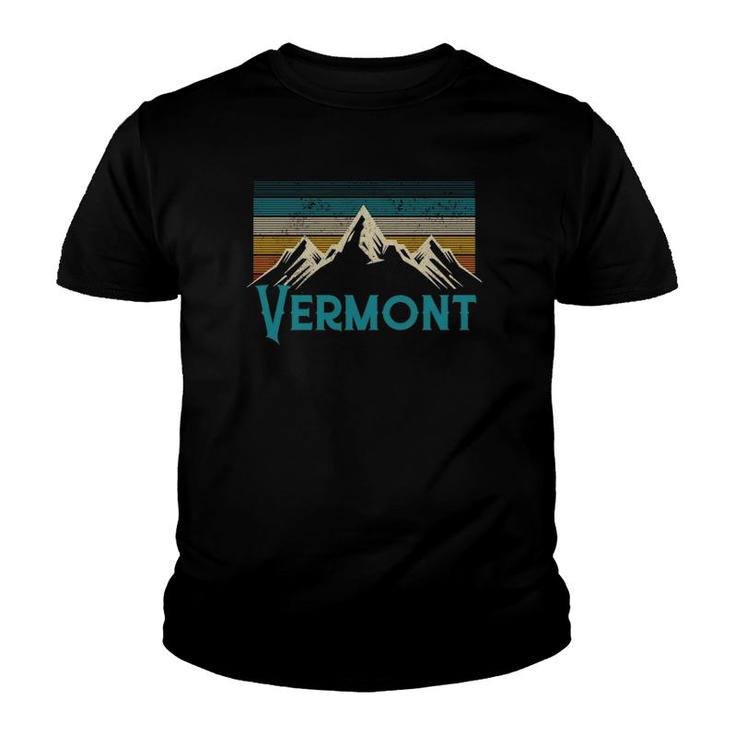 Vermont Vintage Mountains Retro Hiking Souvenir Gift  Youth T-shirt