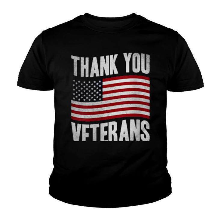 Veterans Day American Flag Theme Design Thank You Veterans  Youth T-shirt