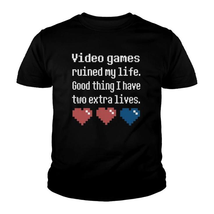 Video Games Ruined My Life Funny Cool Gamer Tee Gift Youth T-shirt