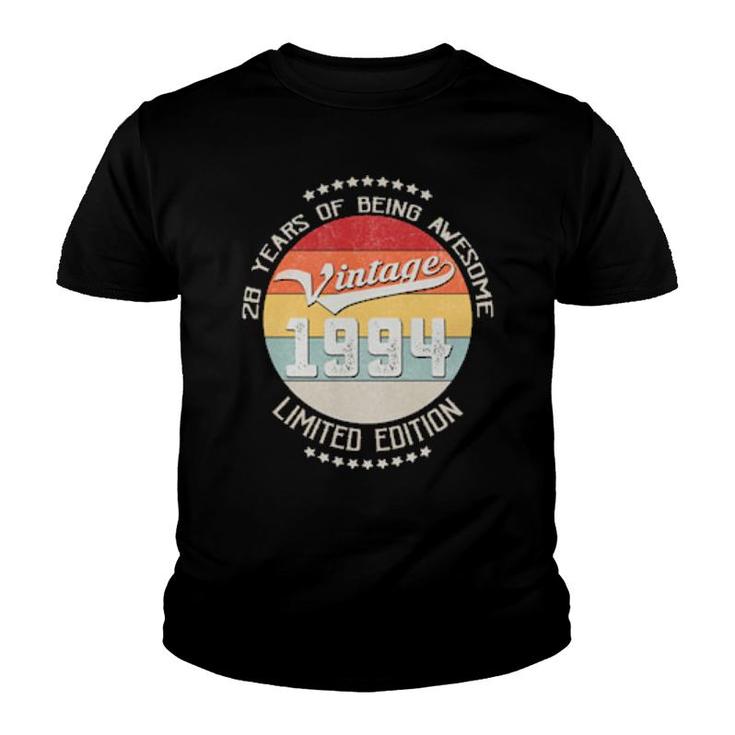 Vintage 1994 28Th Birthday 28 Years Being Awesome  Youth T-shirt