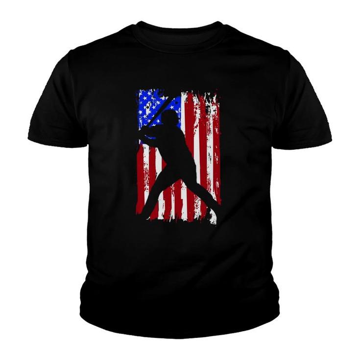 Vintage American Flag Baseball  Youth T-shirt