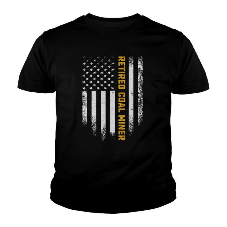 Vintage American Flag Proud Retired Coal Miner Retirement Youth T-shirt