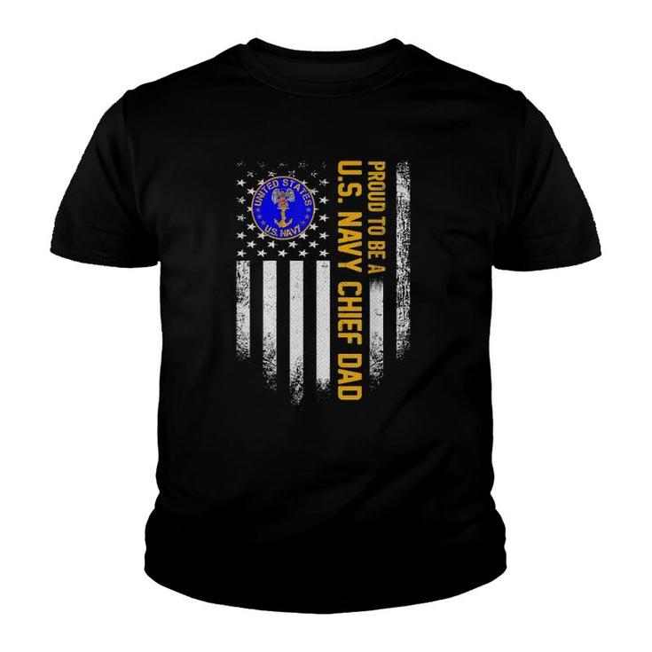 Vintage American Flag Proud To Be Us Navy Chief Veteran Dad Youth T-shirt