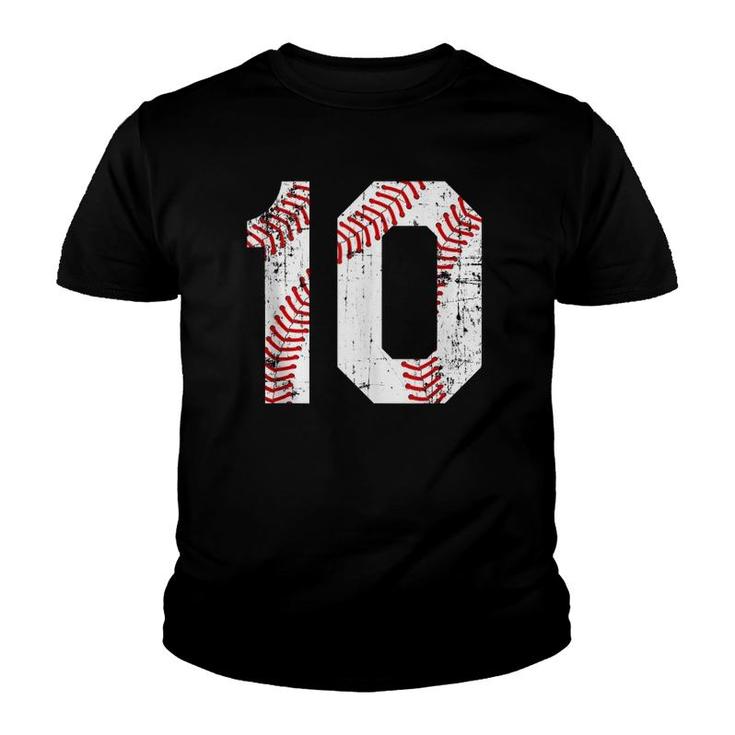 Vintage Baseball 10 Jersey Number  Youth T-shirt