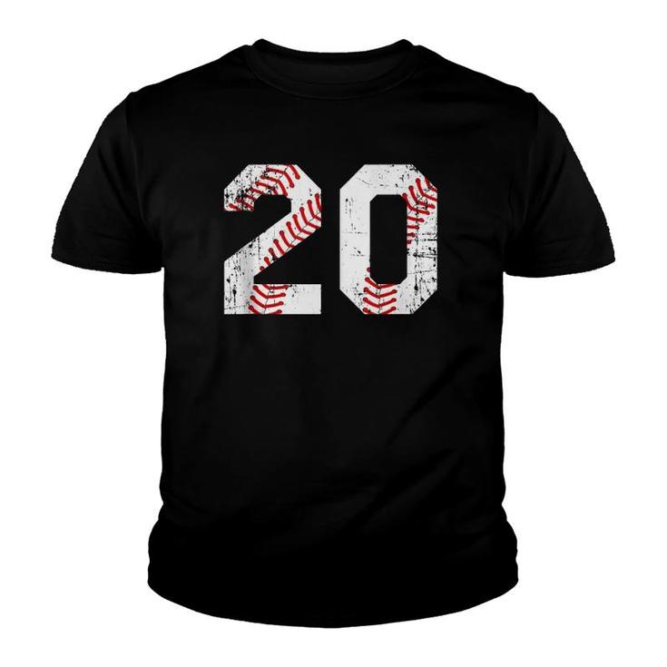 Vintage Baseball 20 Jersey Number  Youth T-shirt