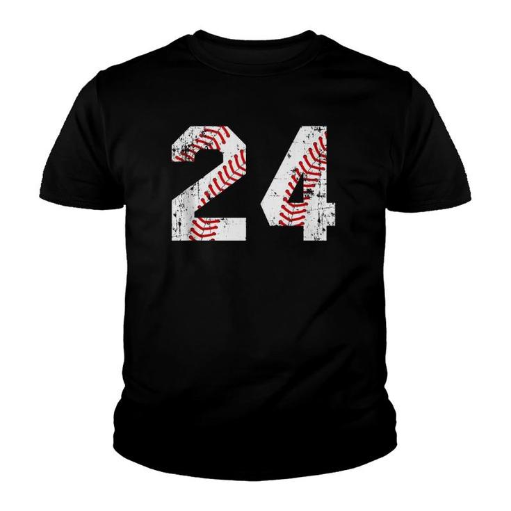 Vintage Baseball 24 Jersey Number Youth T-shirt