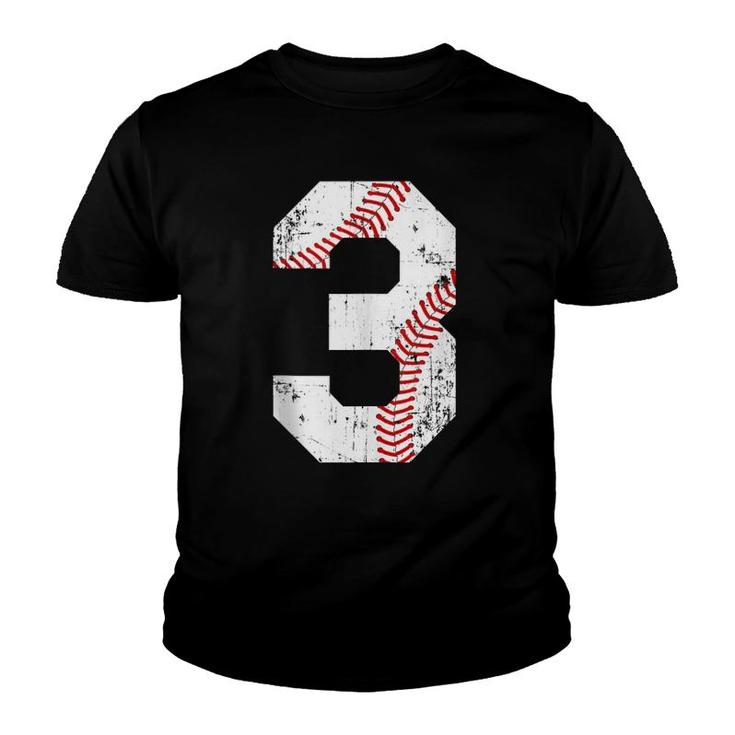 Vintage Baseball 3 Jersey Number  Youth T-shirt
