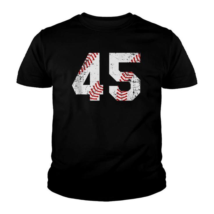 Vintage Baseball 45 Jersey Number  Youth T-shirt