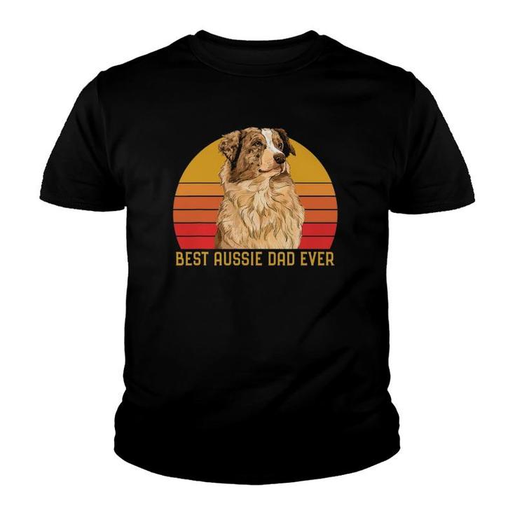 Vintage Best Aussie Dad Ever Papa Australian Shepherd Dog Youth T-shirt