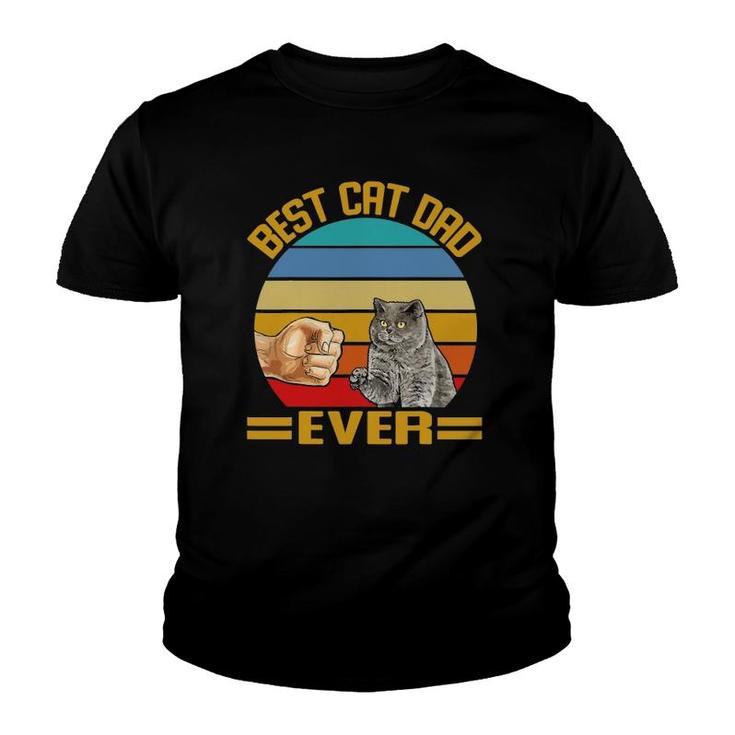 Vintage Best Cat Dad Ever British Shorthair Cats Dad Youth T-shirt