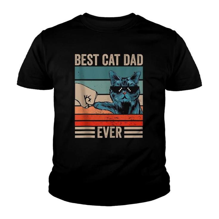 Vintage Best Cat Dad Ever Bump Fist Father's Day Gifts Tank Top Youth T-shirt