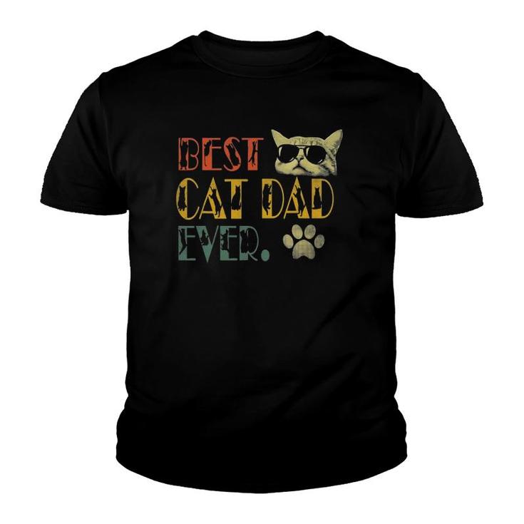 Vintage Best Cat Dad Ever Cat Daddy Gift Youth T-shirt