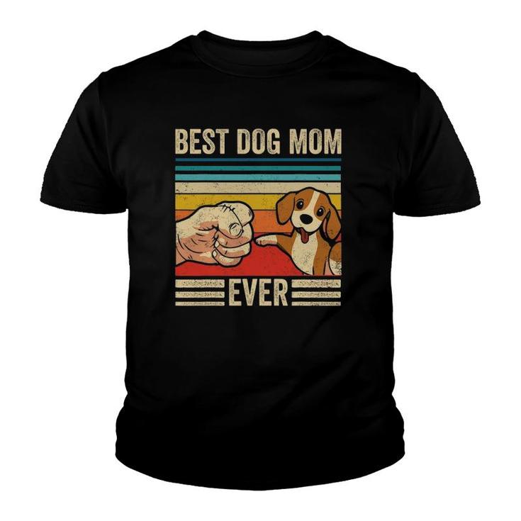 Vintage Best Dog Mom Ever Bump Fit Beagle Mom Mothers Day Youth T-shirt
