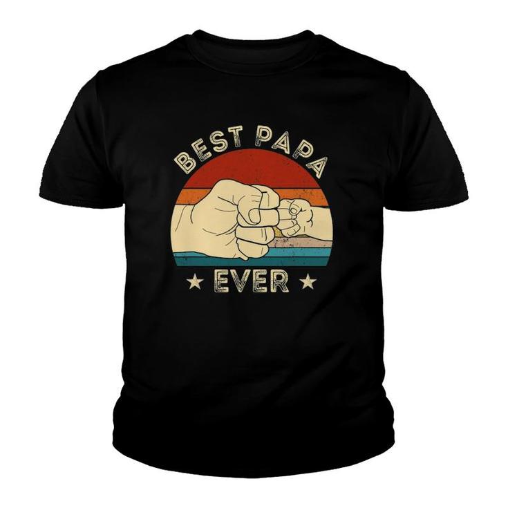 Vintage Best Papa Ever Fist Bump Funny Grandpa Father's Day Youth T-shirt