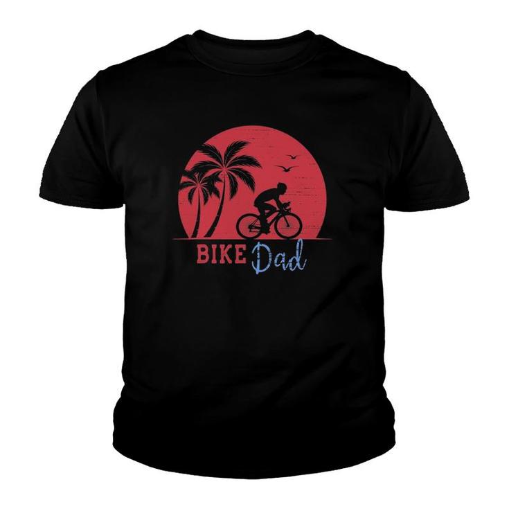 Vintage Bike Dad With Red Retro Sunset Youth T-shirt