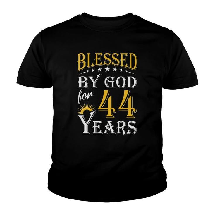Vintage Blessed By God For 44 Years Happy 44Th Birthday Youth T-shirt