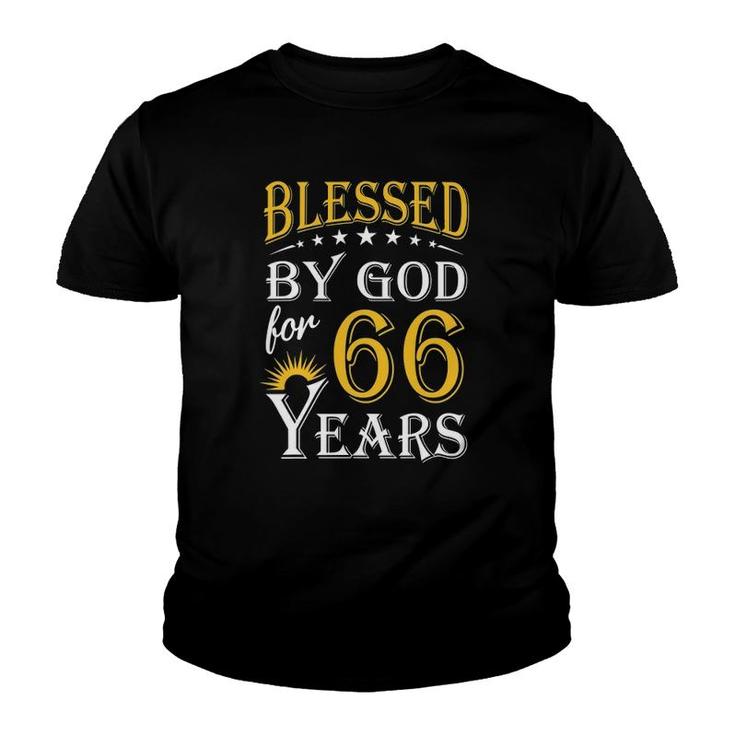 Vintage Blessed By God For 66 Years Happy 66Th Birthday Youth T-shirt