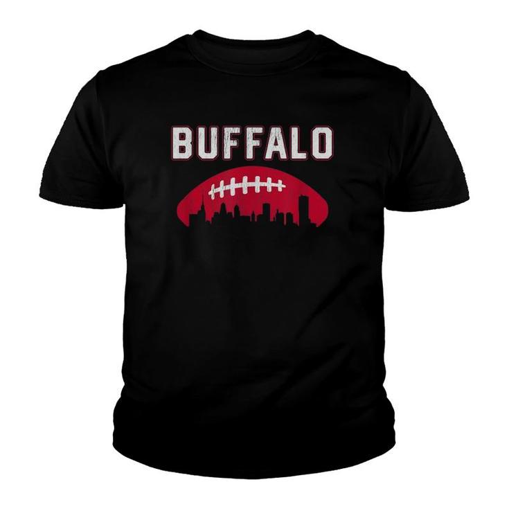 Vintage Buffalo Football Retro Buf City Skyline Youth T-shirt