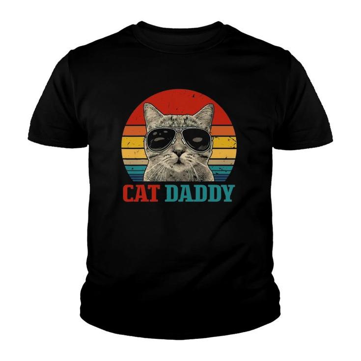 Vintage Cat Daddy Cat Father Husband Cat Lover Animal Lover Youth T-shirt