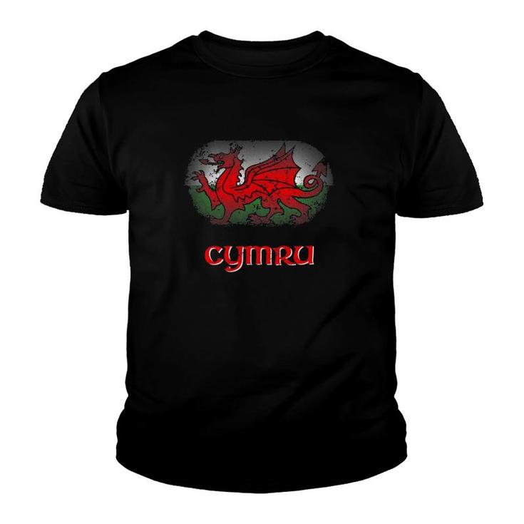 Vintage Cymru Wales Welsh Flag Proud To Be Welsh Prideful Youth T-shirt