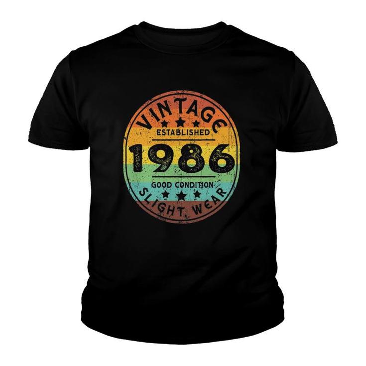 Vintage Established 1986 36Th Birthday Party Retro Men Youth T-shirt