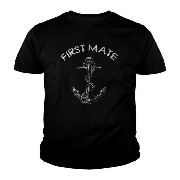 Vintage First Mate Anchor Gift Tee Boating Fan Gift Tee  Youth T-shirt